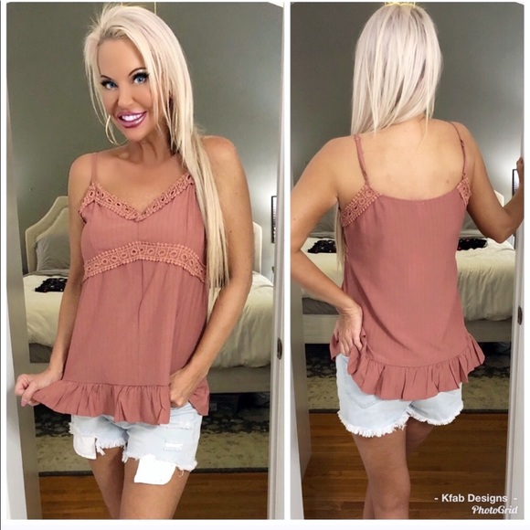 💐LAST 1! Crochet Trim Deep Mauve Cami Top! - Picture 6 of 6